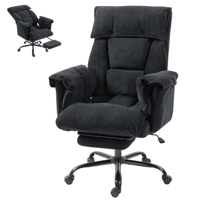 HOMCOM High Back Reclining Office Chair with Footrest, Black