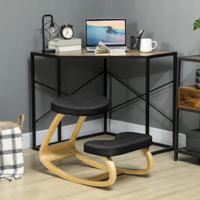 HOMCOM Ergonomic Kneeling Chair, Wood Frame, 264 lb, Black