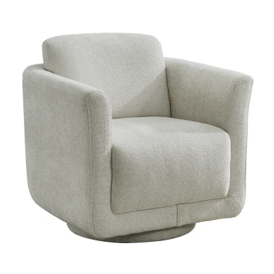 Modern Chenille Swivel Barrel Chair with 360° Rotation, 33'' L x 34" W x 34" H, Gray