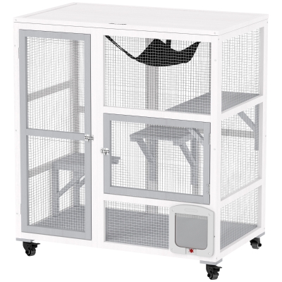 Cat Cage 39.25" L x 23.5" W x 43.25" H White