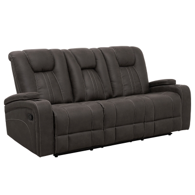 Comfortable 3-Seat Reclining Sofa with Console and Cup Holders, 84'' L x 38" W x 40" H