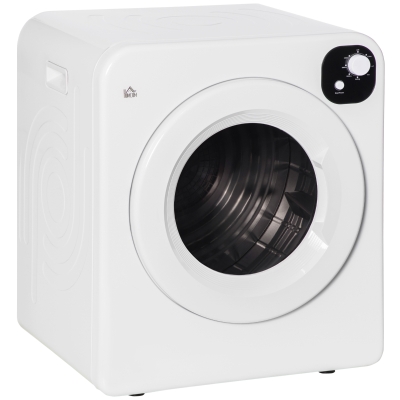 HOMCOM Compact Laundry Dryer Machine, 1300W, 3.22 Cu. Ft. Electric Portable Clothes Dryer with 7 Drying Modes for Apartment or Dorm, White