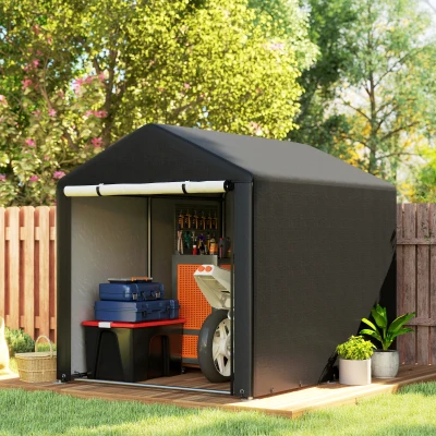 Outsunny 5.2x7.2ft Heavy-Duty Outdoor Storage Shed Tent, Black