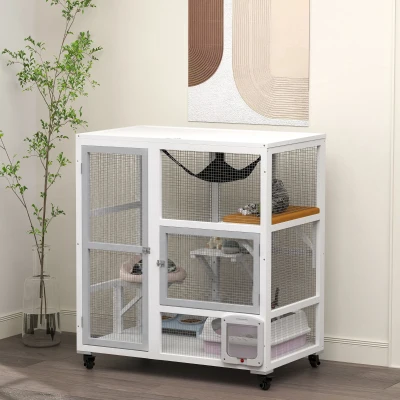 Cat Cage 39.25" L x 23.5" W x 43.25" H White
