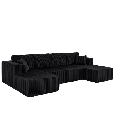 Extra Spacious U-Shaped Modular Sectional Sofa with Foam Cushions, 161'' L x 80.5"W x 24.5" H, Black