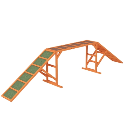 PawHut Dog Agility Ramp, Non-slip Pet Training Equipment, Orange