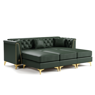 Elegant 3-Seat Chesterfield Sofa with Button Tufting, 81.5'' L x 30.5" W x 30.5" H, Green