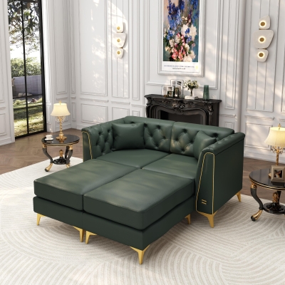 Elegant 2-Seater Chesterfield Sofa with Button Tufting, 61.5'' L x 30.5" W x 30.5" H, Green