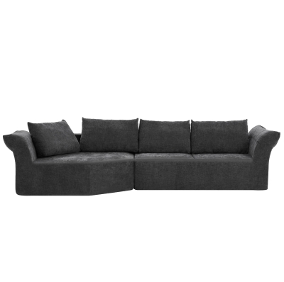 Modern Modular Sectional with Left Arm and Wide Armrests, 127'' L x 57" W x 26" H, Dark Gray