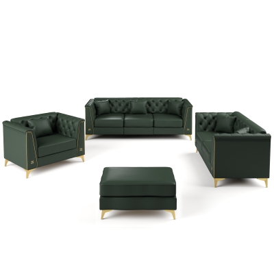 Elegant Modular Chesterfield Sofa Set with Button Tufting, 81.5'' L x 30.5" W x 30.5" H, Green