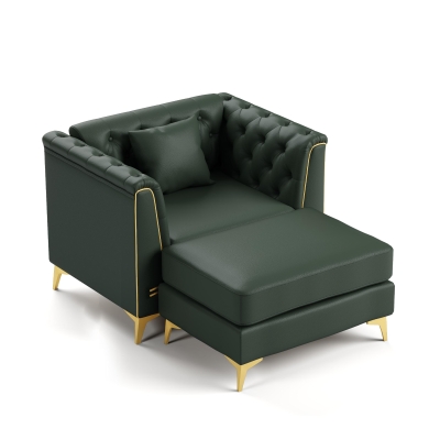 Elegant 2-Piece Chesterfield Sofa with Button Tufting and Metal Trim, 40'' L x 30.5" W x 30.5" H, Green