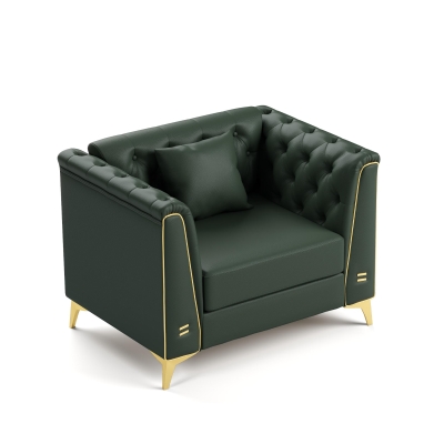 Elegant Chesterfield Armchair with Button Tufting, 40'' L x 30.5" W x 30.5" H, Green
