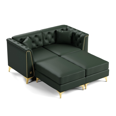 Elegant 2-Seater Chesterfield Sofa with Button Tufting, 61.5'' L x 30.5" W x 30.5" H, Green