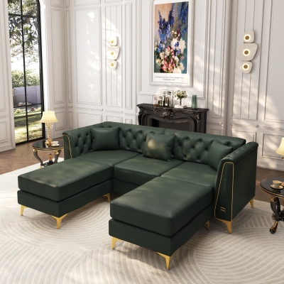 Elegant 3-Seater Chesterfield Sofa with Button Tufting, 81.5'' L x 30.5" W x 30.5" H, Green