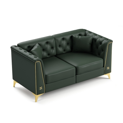 Elegant Chesterfield Sofa with Button Tufting, 61.5'' L x 30.5" W x 30.5" H, Green