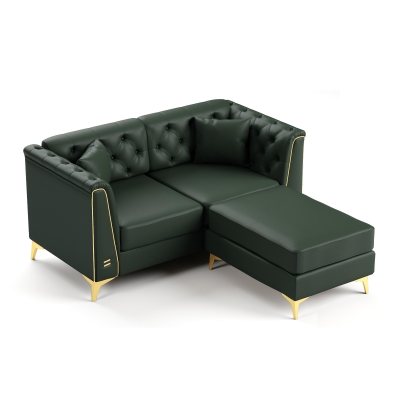Elegant Chesterfield Sofa with Button Tufting and Metal Trim, 61.5'' L x 30.5" W x 30.5" H, Green