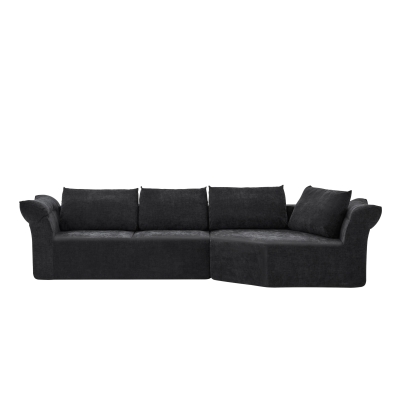 Elegant Curved Corner Sectional Sofa with Wide Armrests, 127'' L x 57"W x 26" H, Black