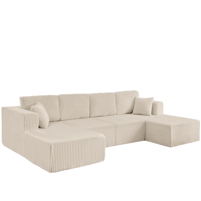 U-Shaped Modular Sectional with Plush Foam and Springs, 161'' L x 80.5" W x 24.5" H, Beige