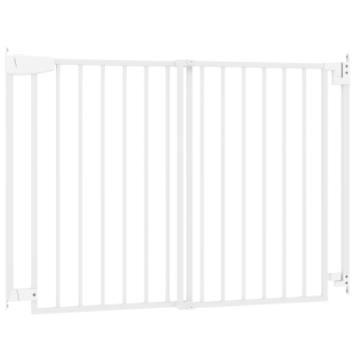 PawHut Baby Gate, 28.3"-42.7" Wide Dog Gate with Dual Locks, Easy Walk Through for Stairs, Doorways, Kitchen, White