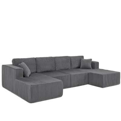 Cozy U-Shaped Modular Sectional with Foam and Springs, 161'' L x 80.5" W x 24.5" H, Dark Gray