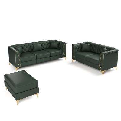Elegant Modular Chesterfield Sofa with Button Tufting, 81.5'' L x 30.5" W x 30.5" H, Green
