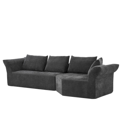 Modern Right-Arm Modular Sectional with Wide Armrests, 127'' L x 57" W x 26" H, Dark Gray