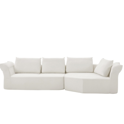 Modern Modular Sectional with Right Arm and Wide Armrests, 127'' L x 57" W x 26" H, Beige