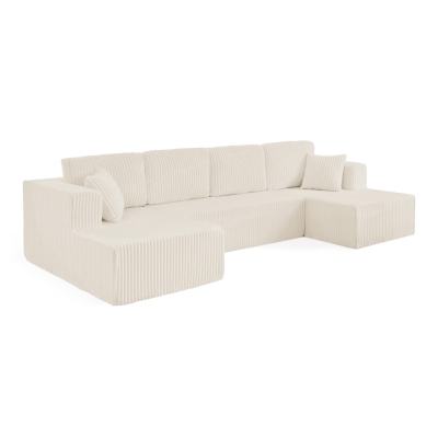 Smart U-Shaped Modular Sectional Sofa with Spring Cushions, 132.5'' L x 61"W x 25.5" H, Beige