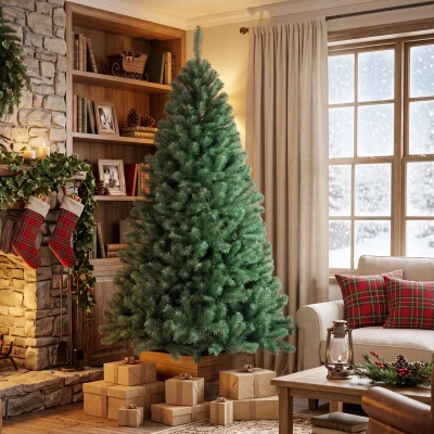 HOMCOM 7.5ft Norway Spruce Artificial Christmas Tree with Metal Stand