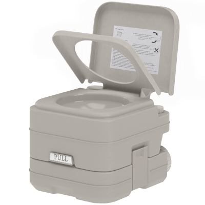 Outsunny Portable Camping Toilet, Porta Potty with 2.6 Gal Waste Tank & 2.6 Gal Flush Tank, Leak-Proof and Odourless