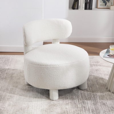 Cozy Teddy Fabric Accent Chair with Padded Seat Cushion, 28.5'' L x 28.5"W x 30" H, White