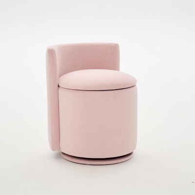 Elegant Velvet Accent Chair with 360° Swivel and 20L Hidden Storage, 18.5'' L x 18.5" W x 22" H, Pink