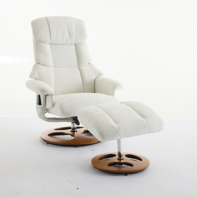 Ergonomic Recliner Chair with Ottoman and Massage, 32'' L x 33" W x 43.5" H, White
