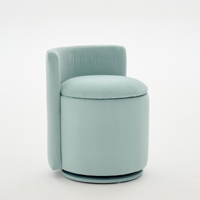 Elegant Velvet Accent Chair with 360° Swivel and 20L Hidden Storage, 18.5'' L x 18.5" W x 22" H, Aqua