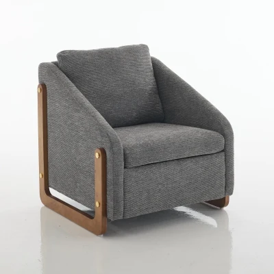 Elegant Chenille Armchair with Cushioned Seat and Nailhead Trim, 29'' L x 29" W x 29" H, Gray