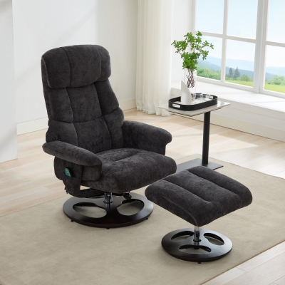 Ergonomic Recliner Chair with Ottoman and Massage, 32'' L x 33" W x 43.5" H, Dark Gray