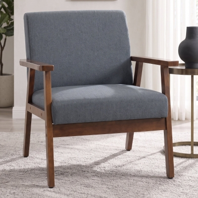 HOMCOM Modern Accent Chairs with Cushioned Seat, Upholstered Linen-Feel Armchair for Bedroom, Living Room, Dark Gray