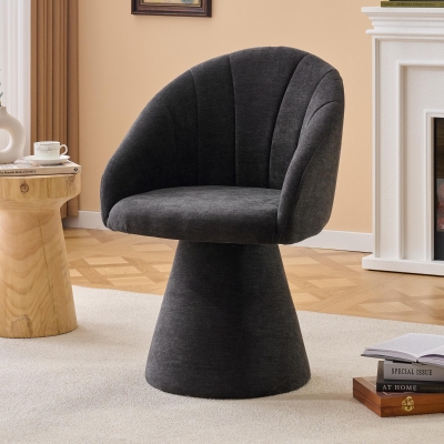 Comfortable Chenille Swivel Accent Armchair with Curved Backrest, 22.5'' L x 22"W x 31.5" H, Gray