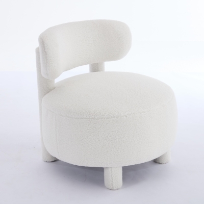 Cozy Teddy Fabric Accent Chair with Padded Seat Cushion, 28.5'' L x 28.5"W x 30" H, White