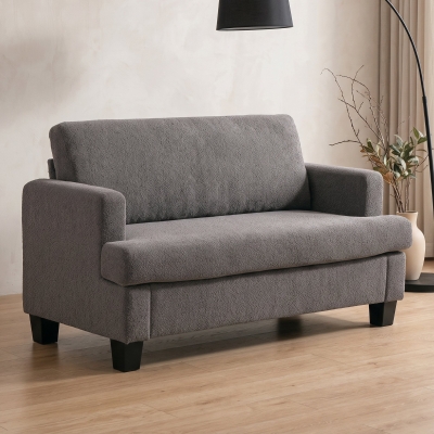 HOMCOM 54.3" Loveseat Sofa, 2 Seater Sofa with Removable Cushions, Small Couch with Solid Wood Frame for Living Room, Dark Grey