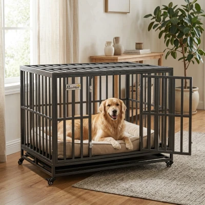 PawHut 44'' Metal Dog Crate for Large Dogs