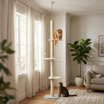 PawHut 4-Tier Adjustable Cat Tree, 87-103 Inch Height