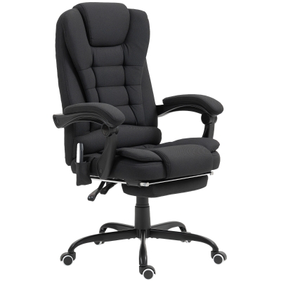 Vinsetto 7-Point Vibrating Massage Chair, Reclining Office Chair with Footrest, Reclining Back, Adjustable Height, Black