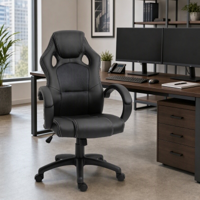 HOMCOM Racing Gaming Chair Office Chair Computer Desk Gamer Chair with Swivel Wheels, Padded Headrest, Tilt Function, Grey