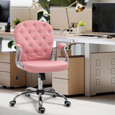 Vinsetto Office Chair, Computer Desk Chair with Adjustable Height and Tufted Back, Pink