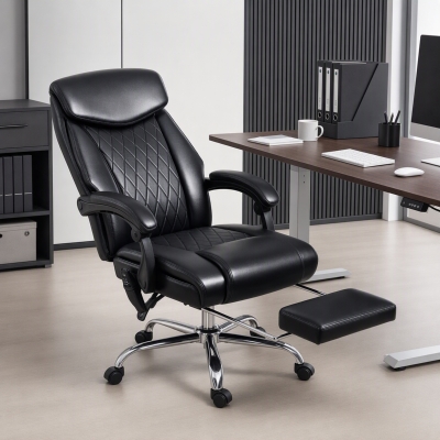 HOMCOM 6 Point Massage Office Chair with Remote, Ergonomic Reclining Computer Desk Chair with Footrest, Side Pocket, Black