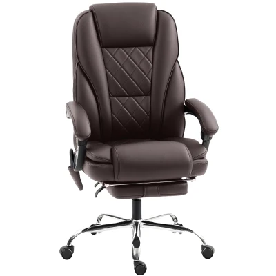 Vinsetto Massage Office Chair, Reclining Computer Chair with Adjustable Height and Footrest, Dark Brown