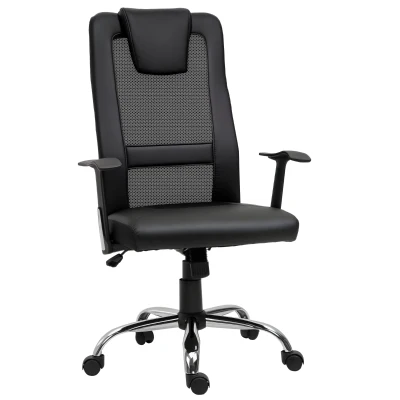 Vinsetto Ergonomic Office Chair with Thick Padded Headrest, Mesh Computer Desk Chair with Tilt Function, Armrest, Black