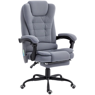 Vinsetto 7-Point Vibrating Massage Chair, Reclining Office Chair with Footrest, Reclining Back, Adjustable Height, Grey