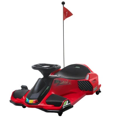 Aosom 12V Electric Drifting Go Kart, Red with Music & Lights
